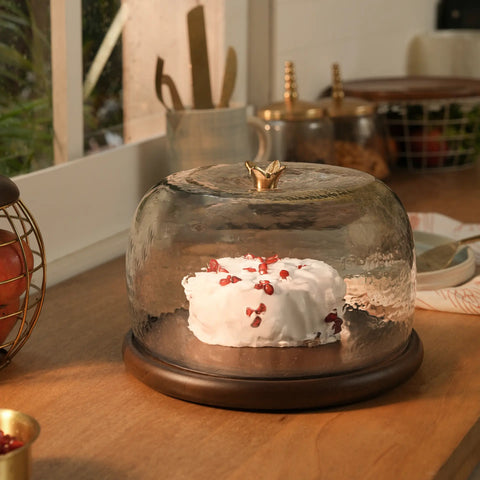 Anaar Cloche with Wood Base