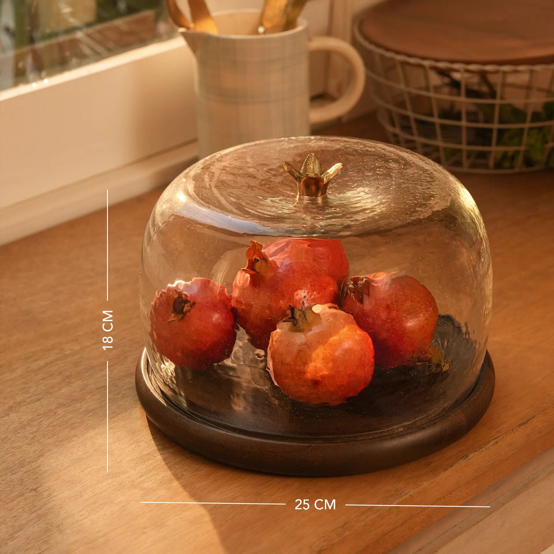 Anaar Cloche with Wood Base