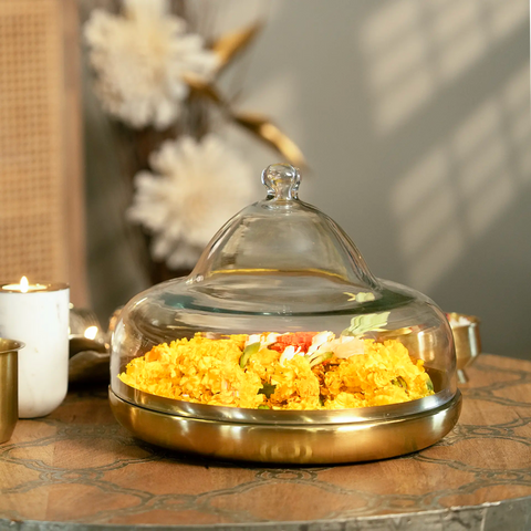 Dome Cloche with metal Base - Large