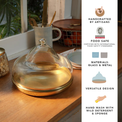 Dome cloche with metal base - large