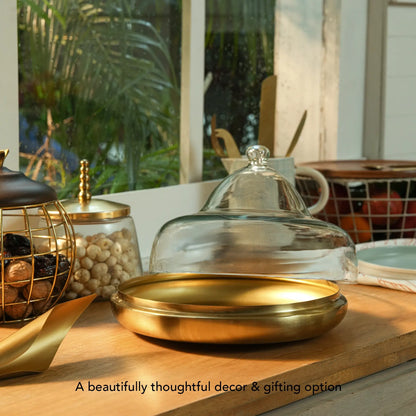 Dome cloche with metal base - large