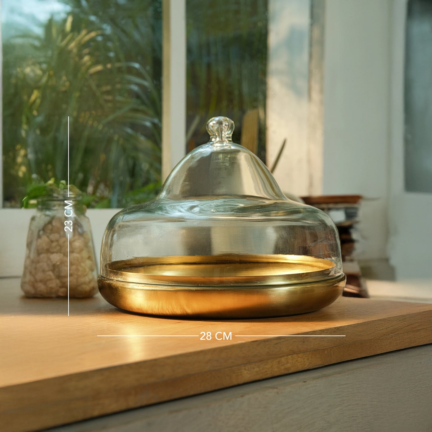 Dome cloche with metal base - large