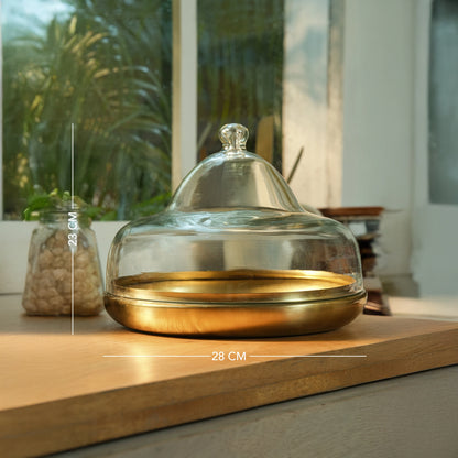 Dome cloche with metal base - large