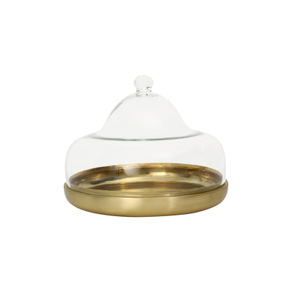 Dome cloche with metal base - large