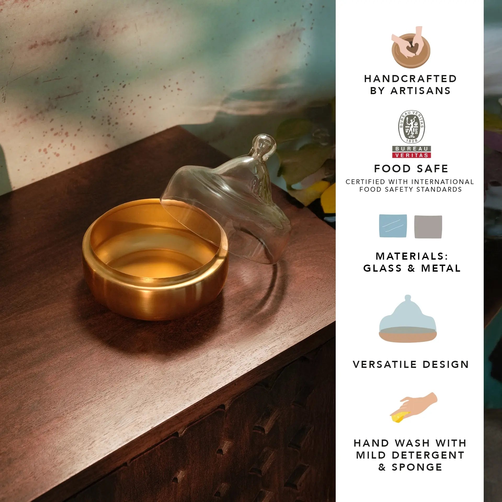 Dome Cloche with metal Base - Small