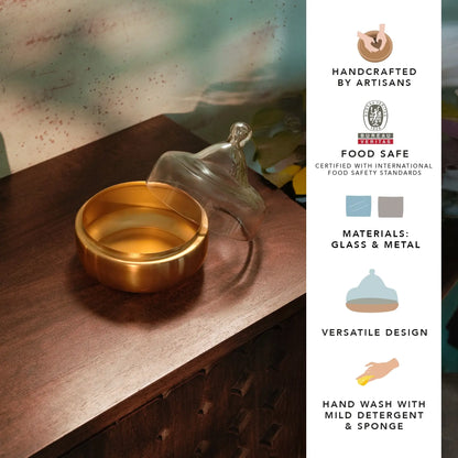 dome cloche with metal base - small