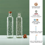 Bubbles Glass Water Bottle With Wooden Stopper Set of 2