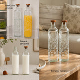 Bubbles Glass Water Bottle With Wooden Stopper Set of 2