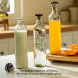 Bubbles Glass Water Bottle With Wooden Stopper Set of 2