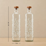 Bubbles Glass Water Bottle With Wooden Stopper Set of 2