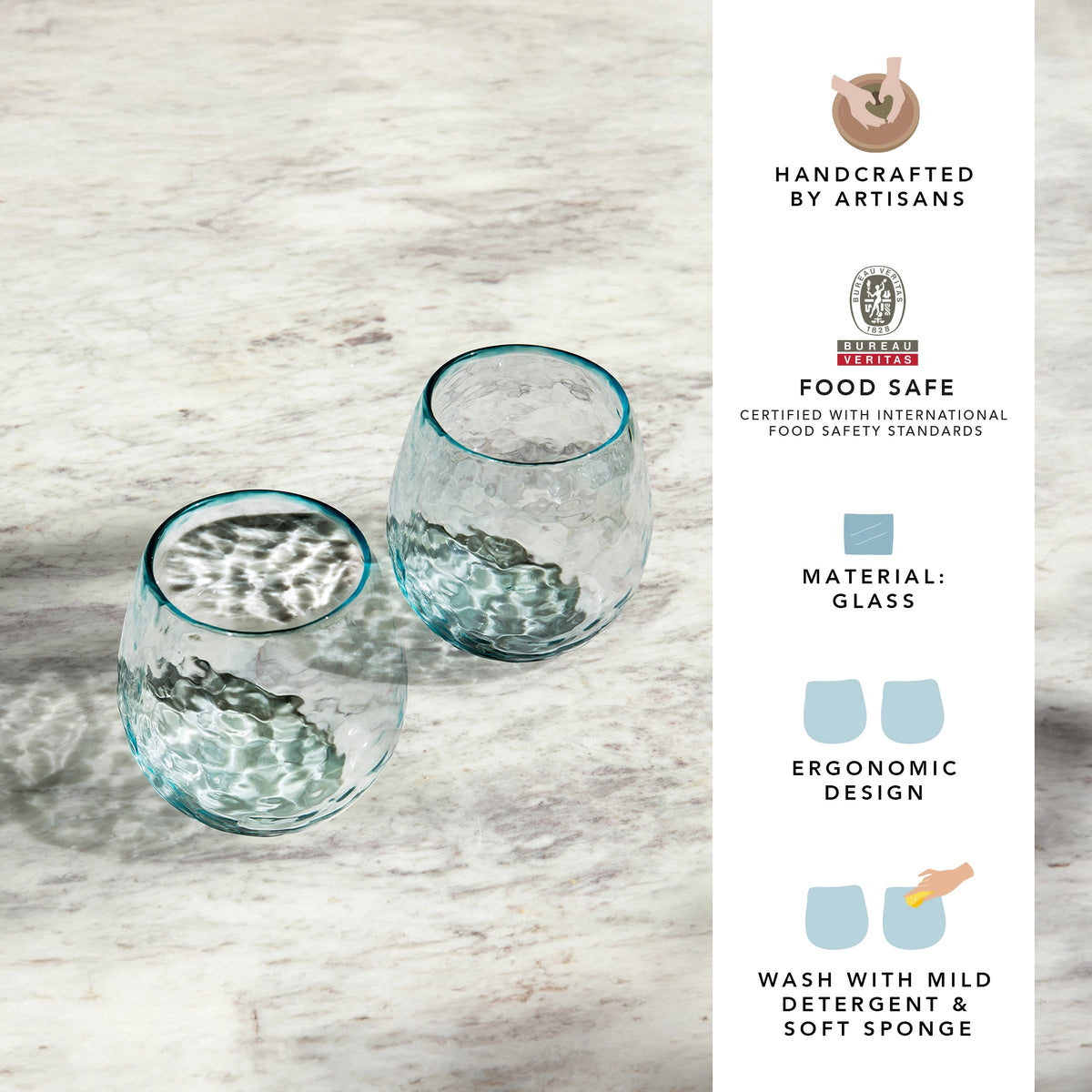 Quoise Glass Tumbler Set of 2 (Round)