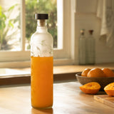 Frosted Leaf Glass Bottle W/Black Wood Stopper