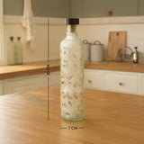 Frosted Leaf Glass Bottle W/Black Wood Stopper