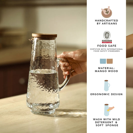 soyuz glass pitcher with wooden lid