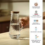 soyuz glass pitcher with wooden lid