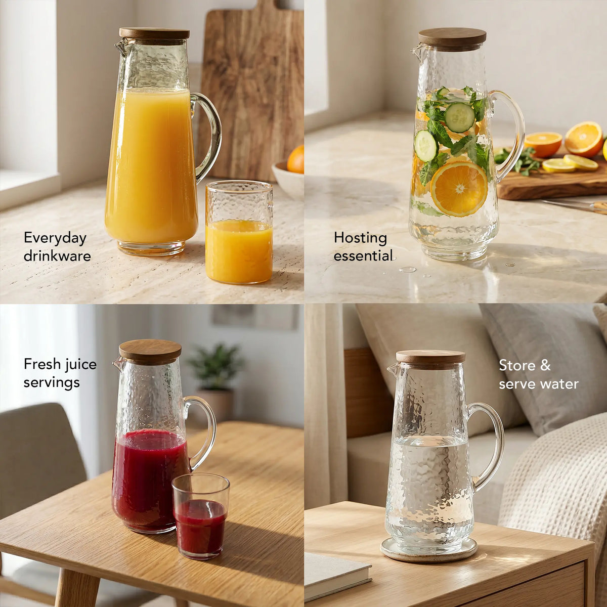 soyuz glass pitcher with wooden lid