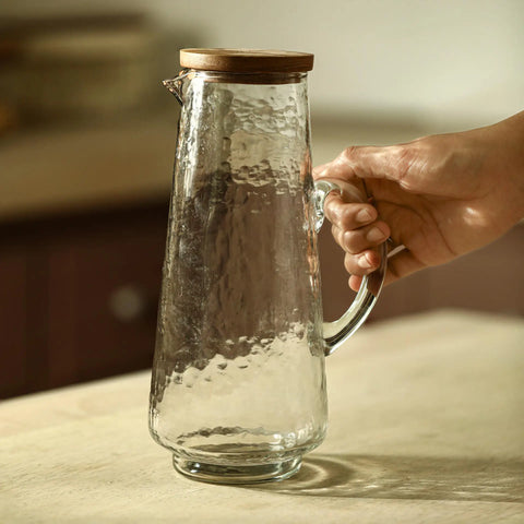 Soyuz Glass Pitcher with Wooden Lid
