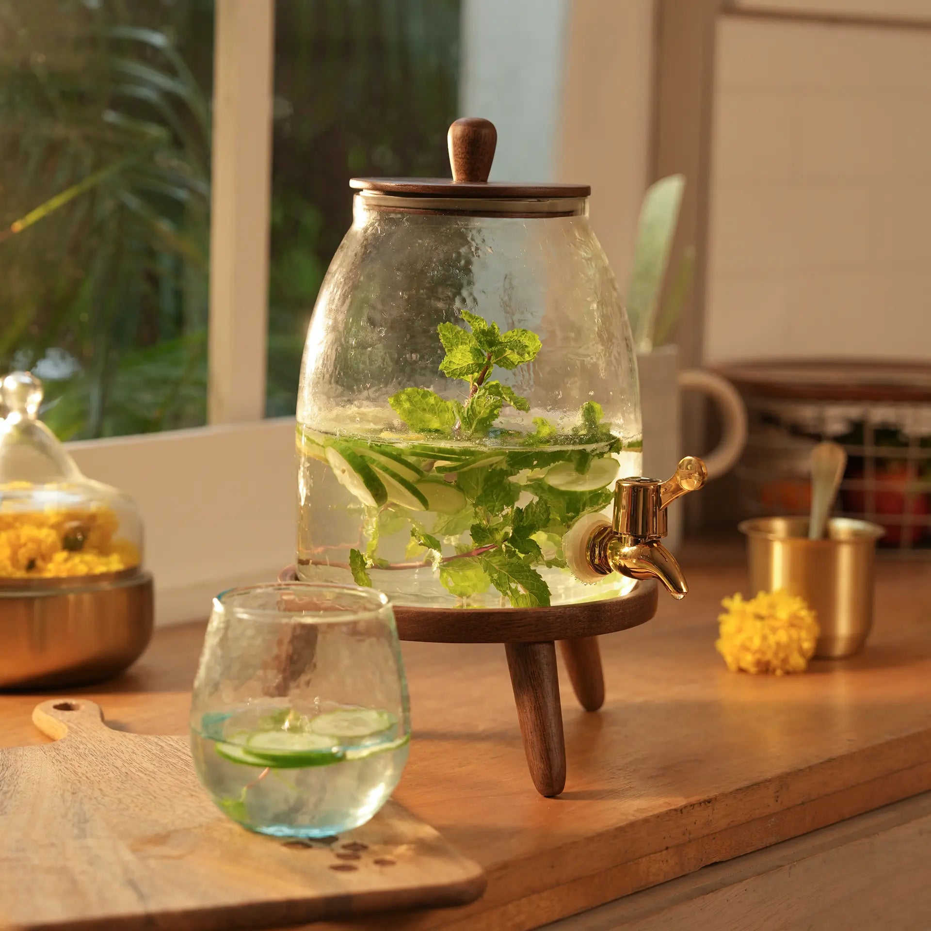 Dew water dispenser with wooden stand - 3 ltr