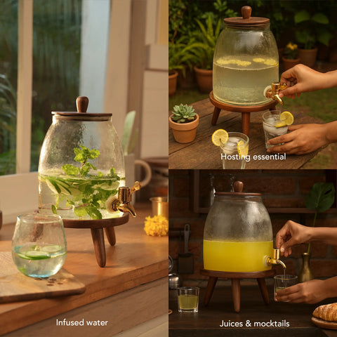 Dew water dispenser with wooden stand - 3 ltr