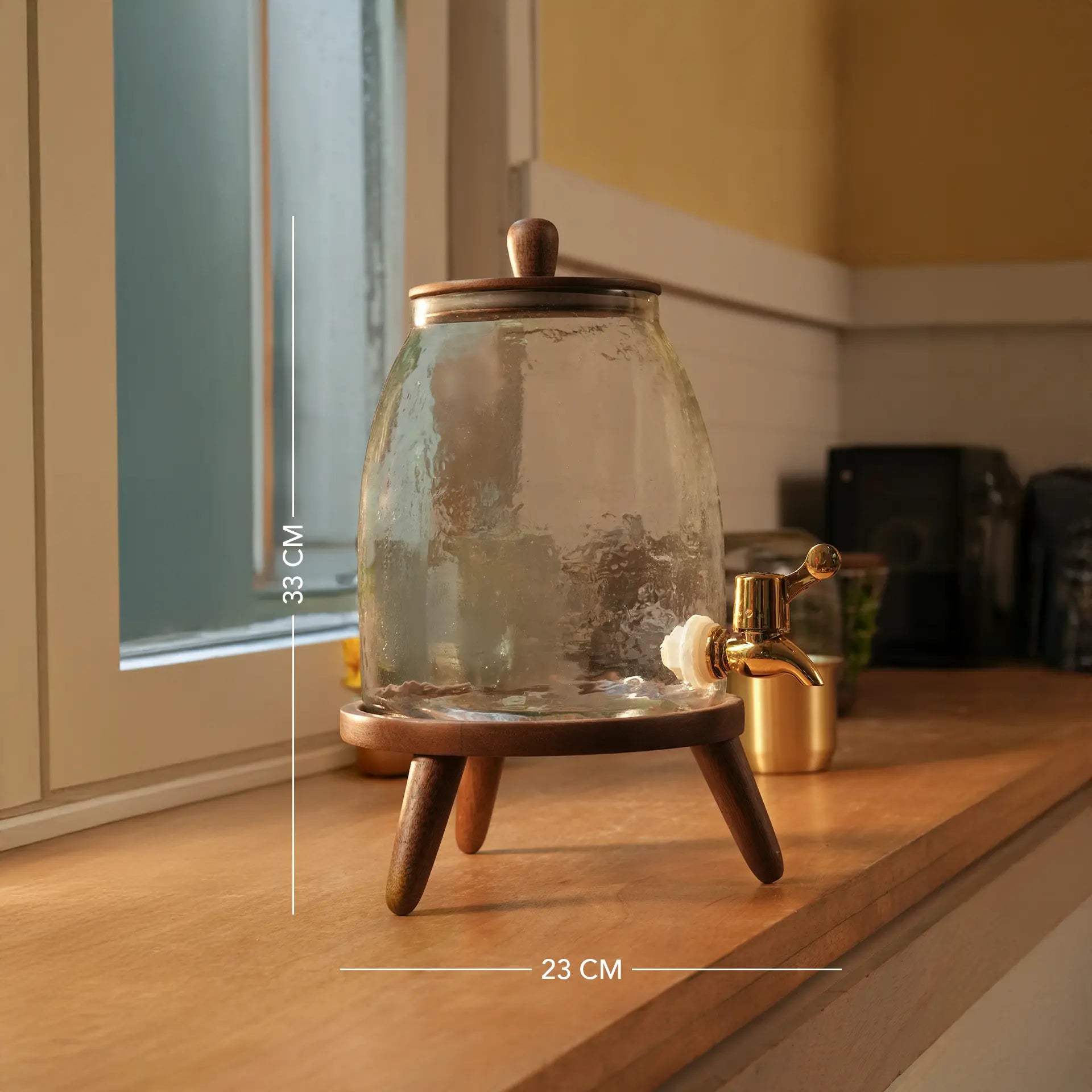 Dew water dispenser with wooden stand - 3 ltr