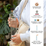 Drink Up glass water bottle with wooden stopper