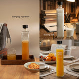 Drink Up glass water bottle with wooden stopper