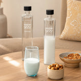 Drink Up glass water bottle with wooden stopper - set of 2