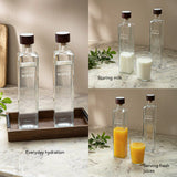 Water Ritual glass water bottle with wooden stopper - set of 2