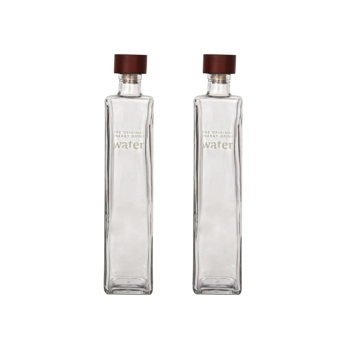 Water Ritual glass water bottle with wooden stopper - set of 2