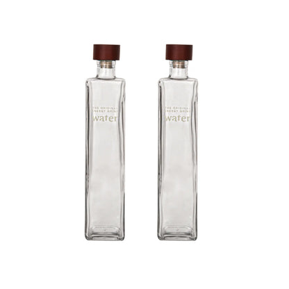 Water Ritual glass water bottle with wooden stopper - set of 2