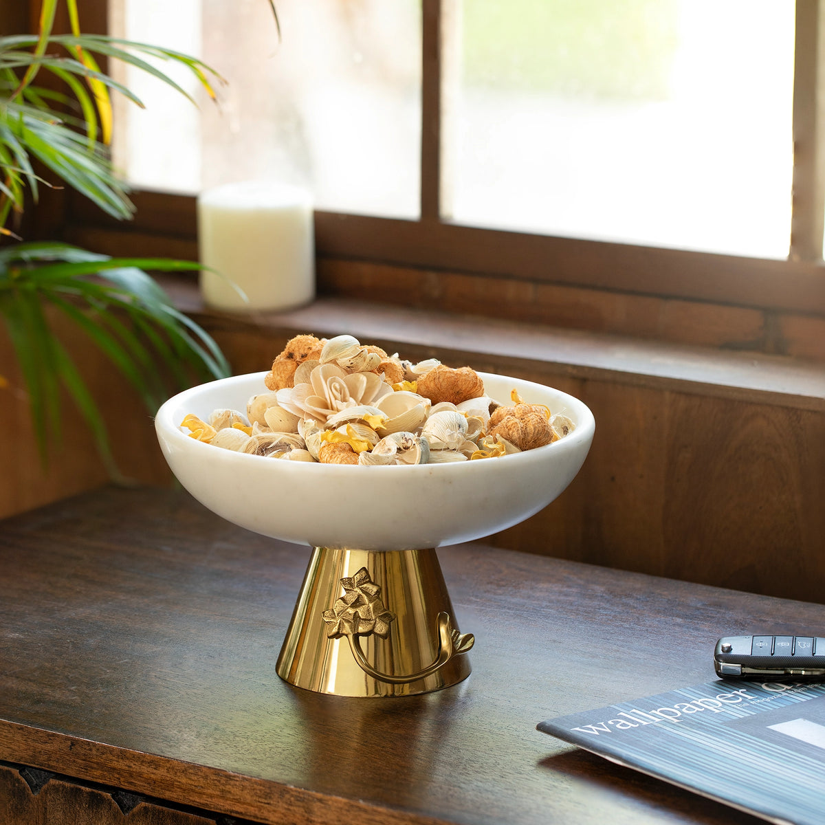 Frangipani Metal & Marble bowl - Short