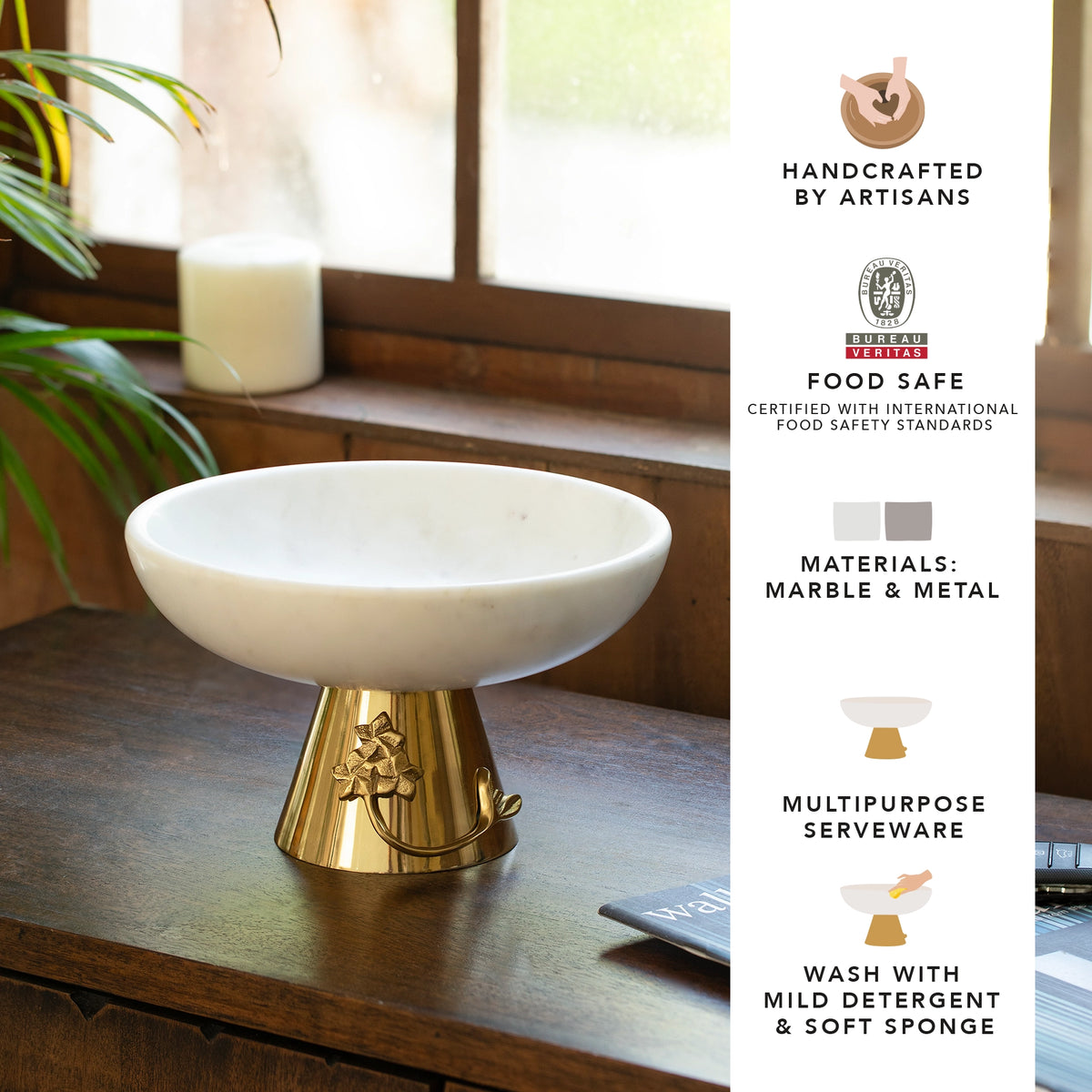 Frangipani Metal & Marble bowl - Short