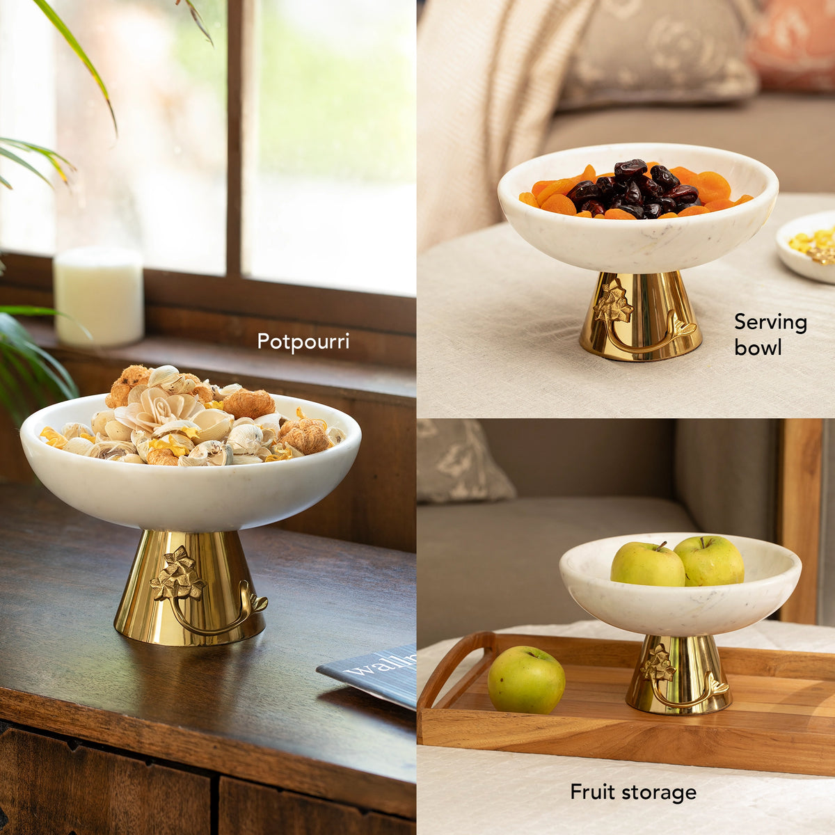 Frangipani Metal & Marble bowl - Short
