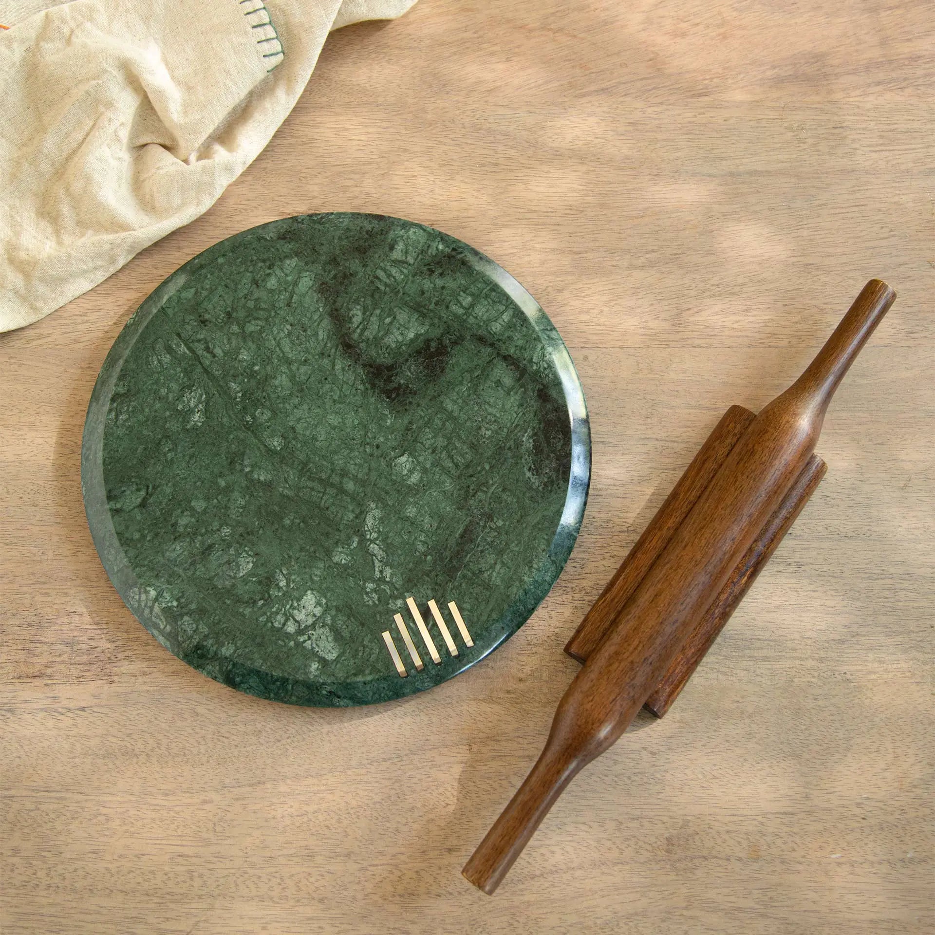 Verde Marble Chakla Belan with Stand