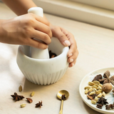 ribbed marble mortar pestle