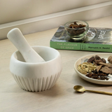 ribbed marble mortar pestle