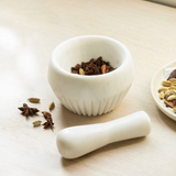 ribbed marble mortar pestle