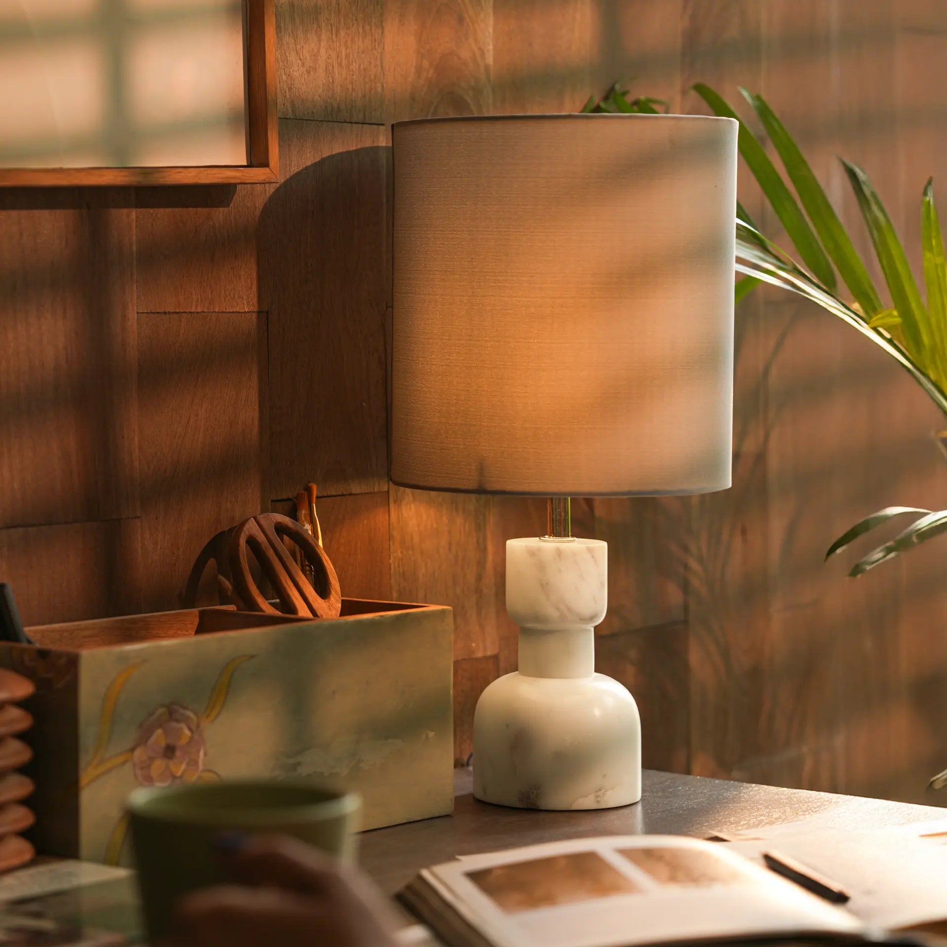 Mist Marble Table Lamp with Shade