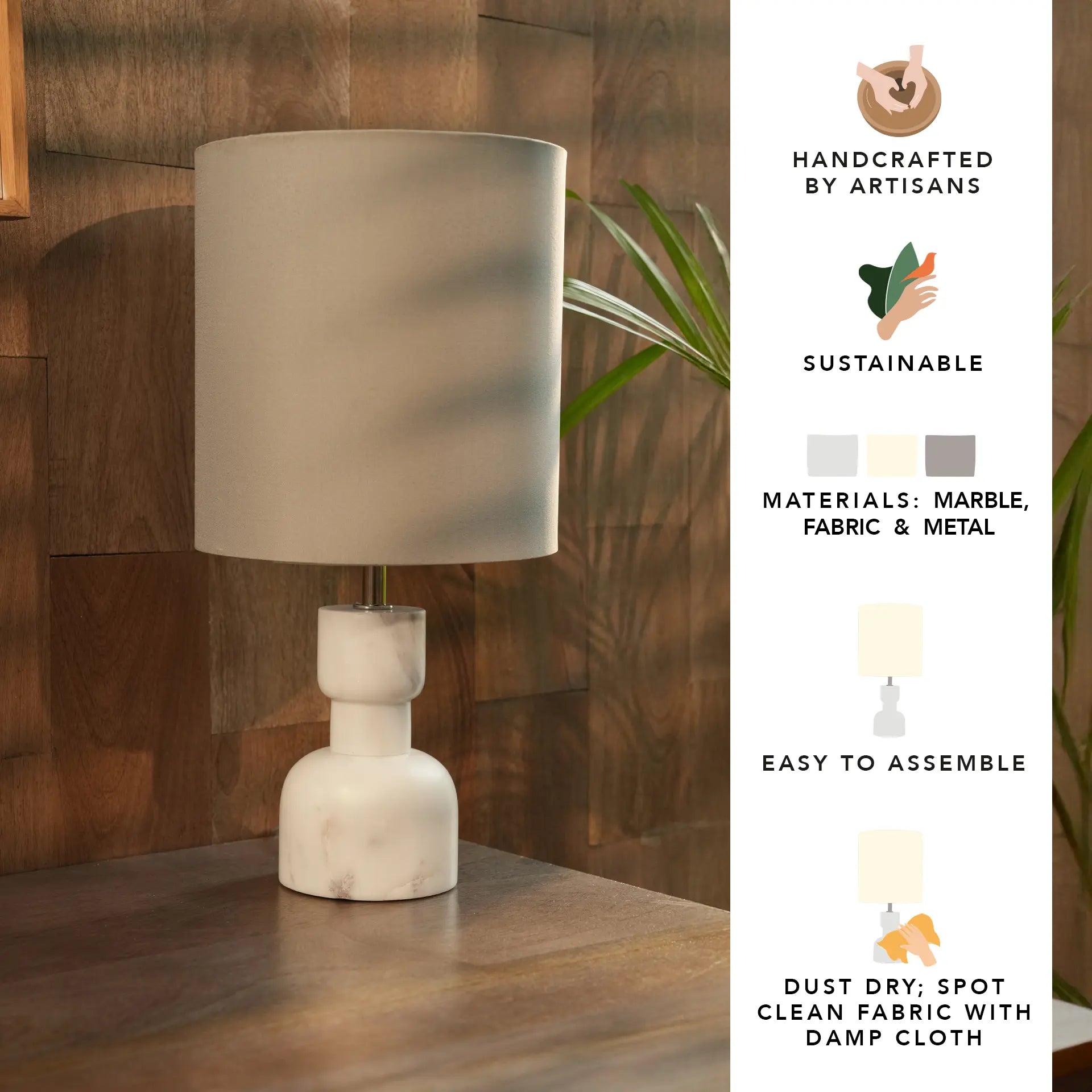 Mist Marble Table Lamp with Shade