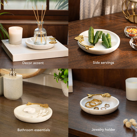 Frangipani Marble Trinket- Round