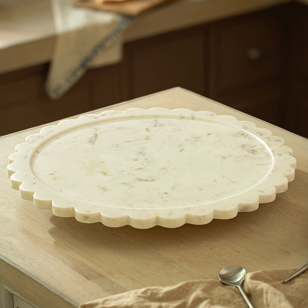Crescent Lazy Susan with Wooden Base