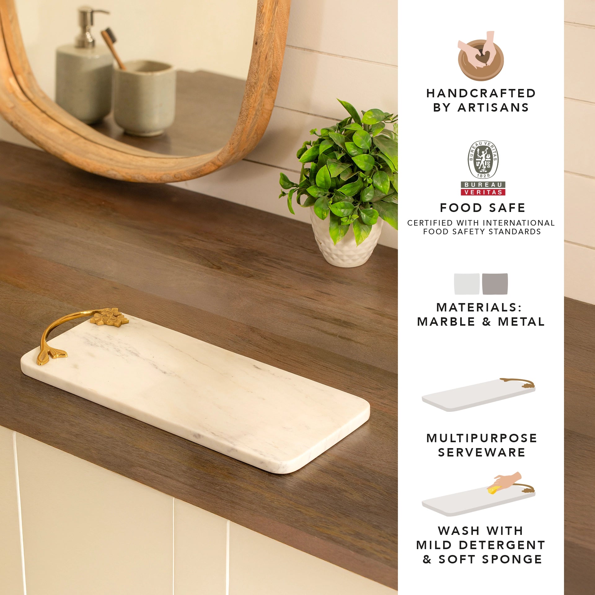 Frangipani Marble & Metal Platter