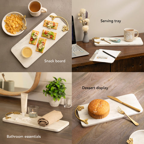 Frangipani Marble & Metal Platter