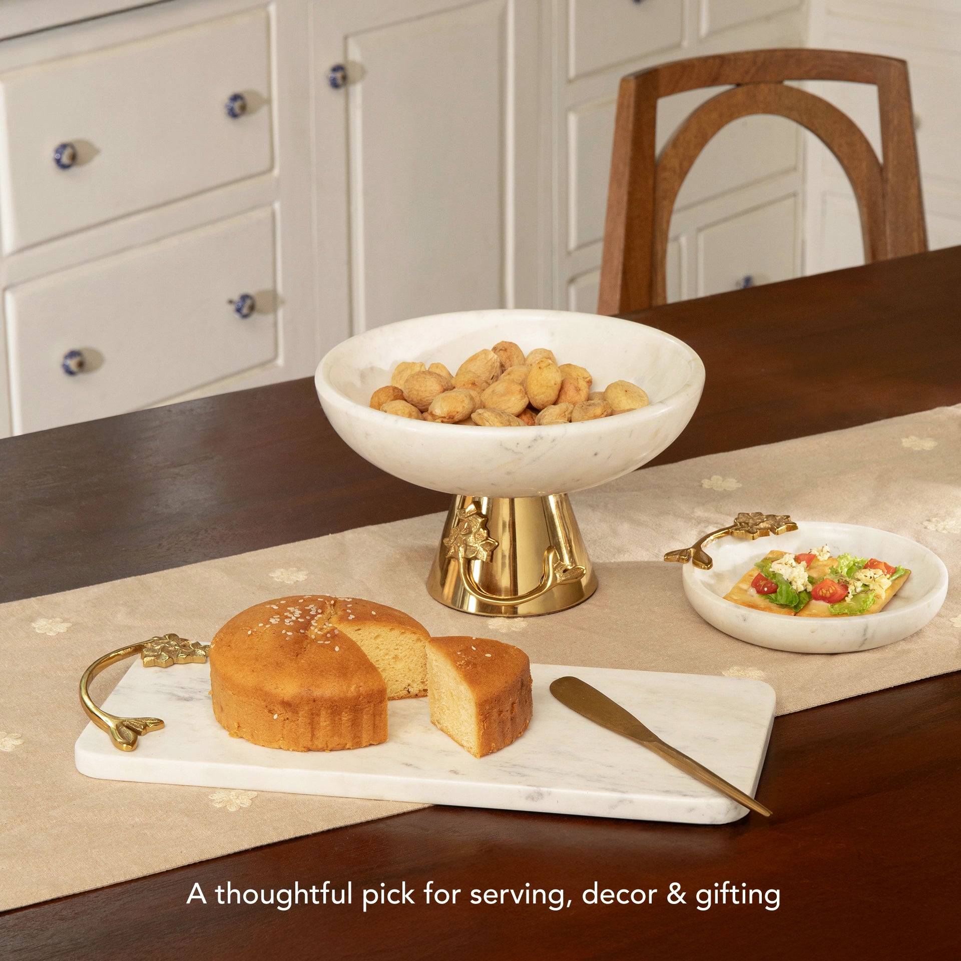 Frangipani Marble & Metal Platter