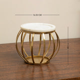 Weave marble & metal pillar candle holder- small