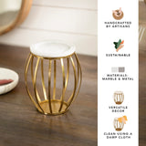 Weave marble & metal pillar candle holder- Large