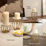 Weave marble & metal pillar candle holder- Large