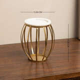 Weave marble & metal pillar candle holder- Large