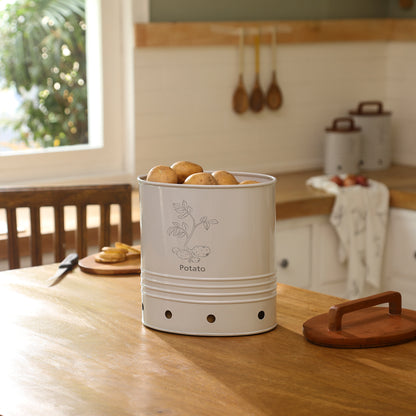 Canny Potato Storage Barrel With Wooden Lid