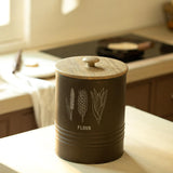 Charcoal Brown Grain Storage Barrel with Wooden Lid